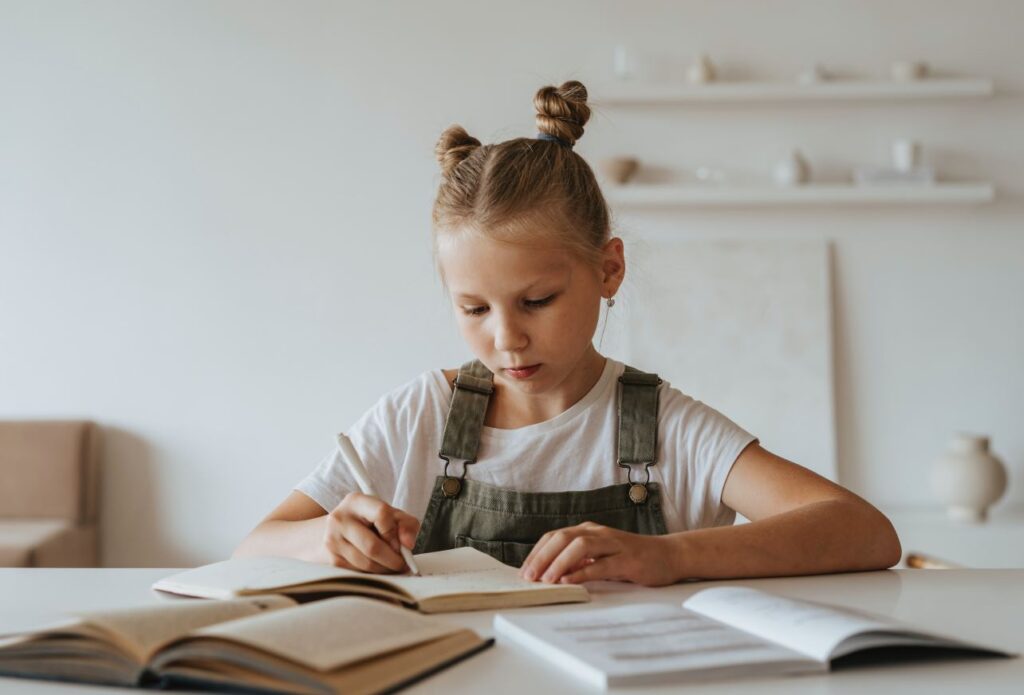 girl doing book report